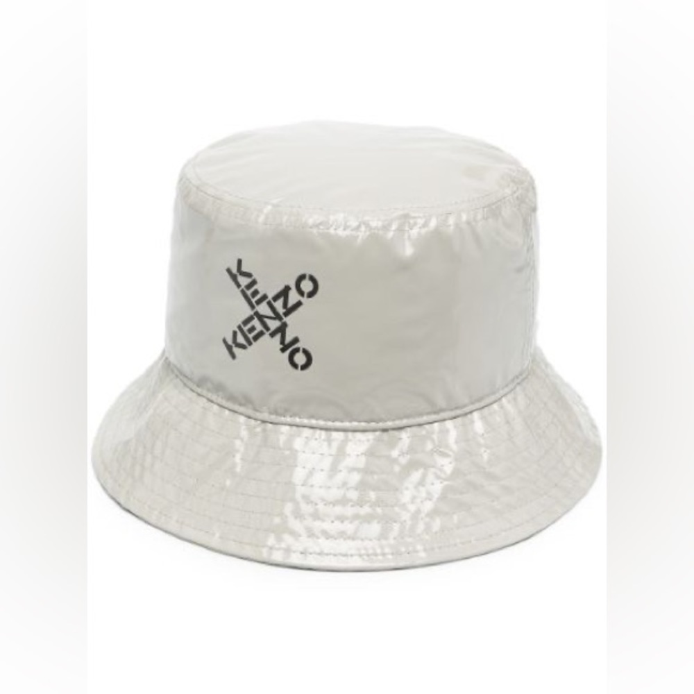 KENZO Logo Cross Bucket Hat Light Grey